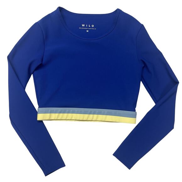 Wilo Workout Set Long Sleeve Cropped Size M Colorblock Yoga Pilates Active - Picture 2 of 14